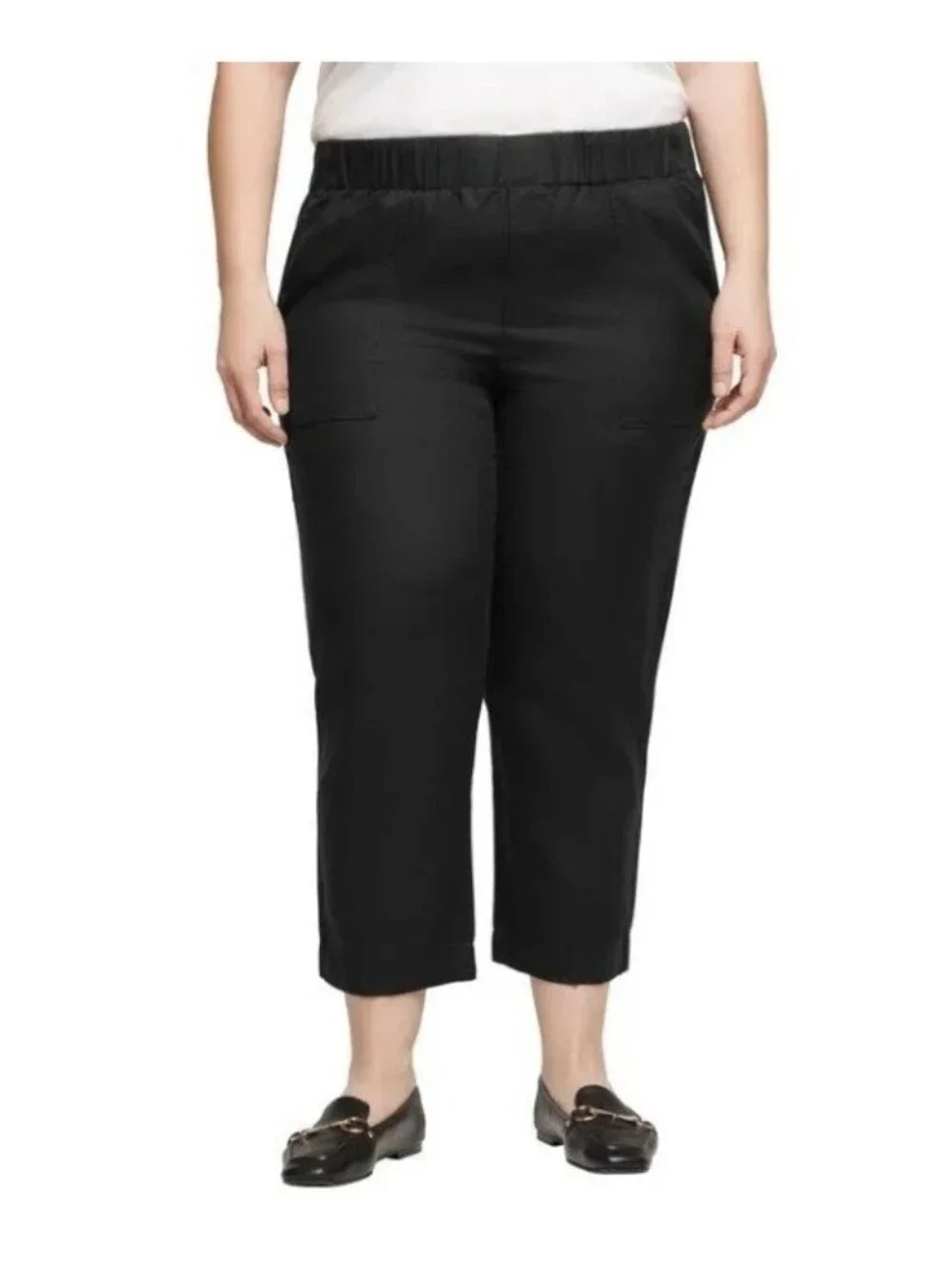 NWT Banana Republic Women's XXL Black Tapered Crop Pants Linen Blend B1698